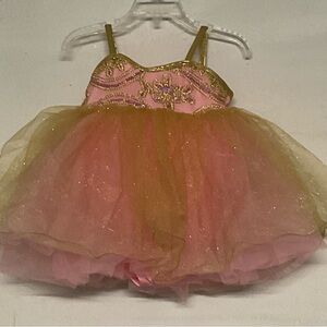Glittery Pink and Gold Kids Costume Dress